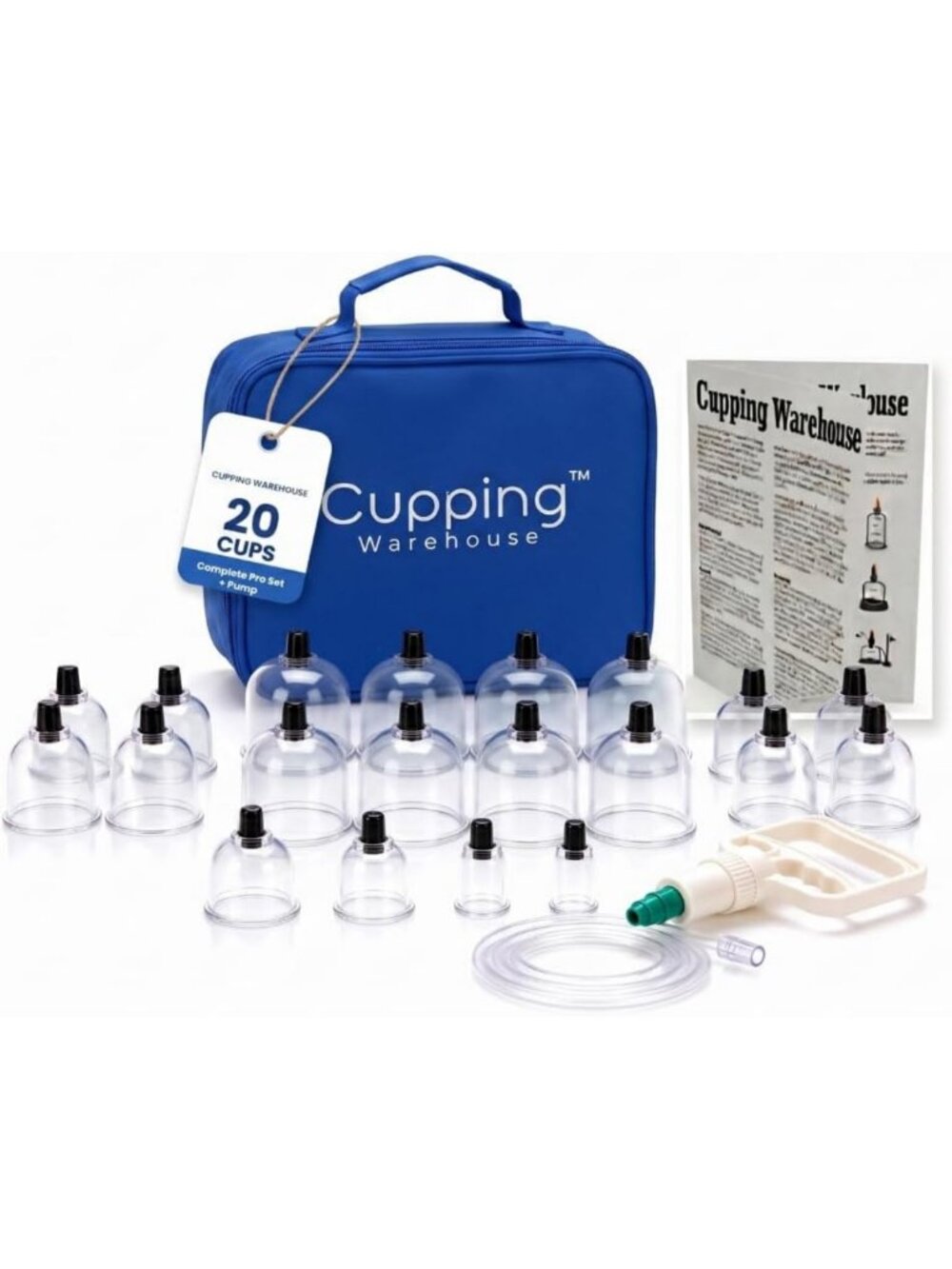 Pro Vacuum Cupping Set - 20 Durable Polycarbonate Cups + Pump for Therapy